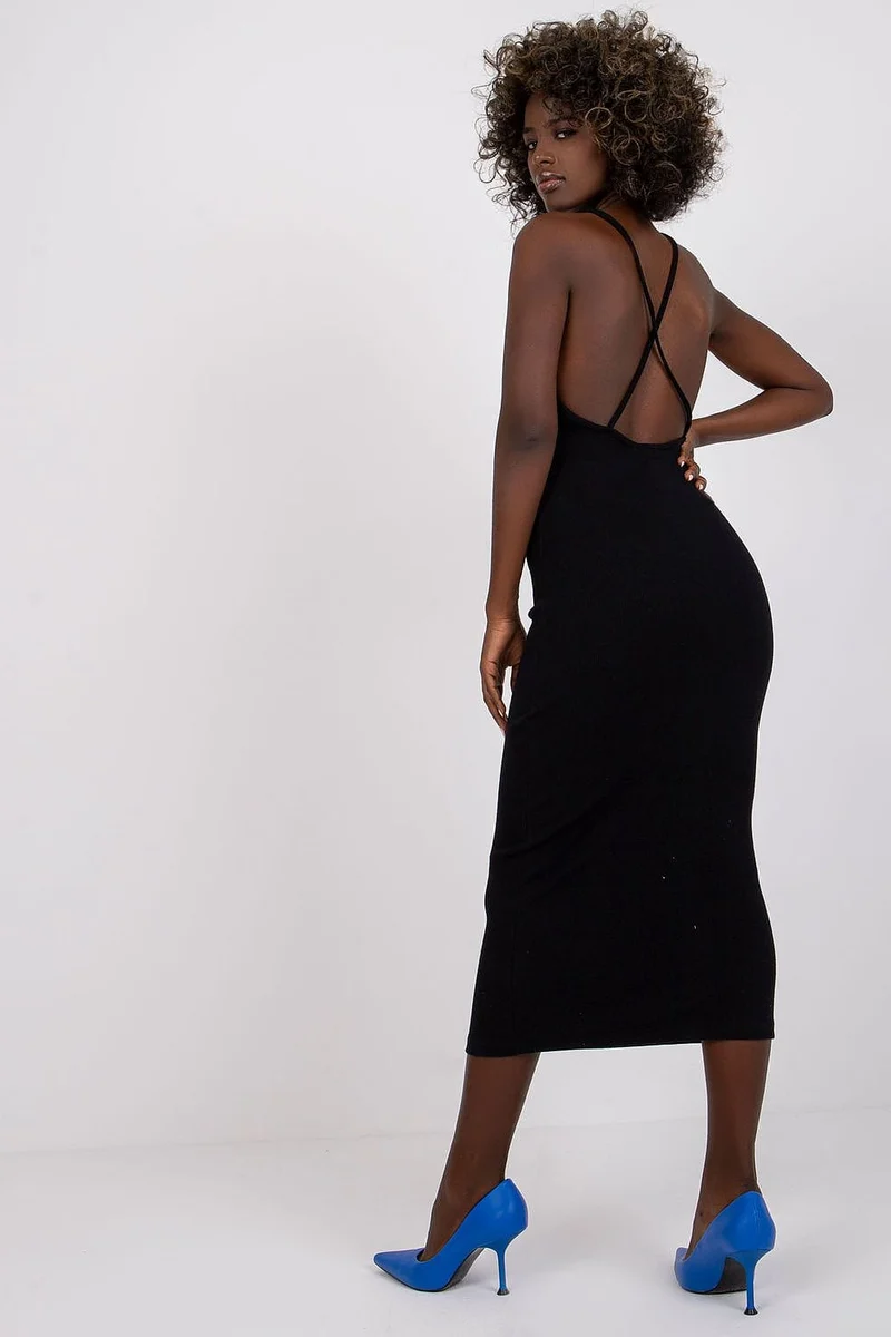 Robe moulante midi dos nu soirée chic