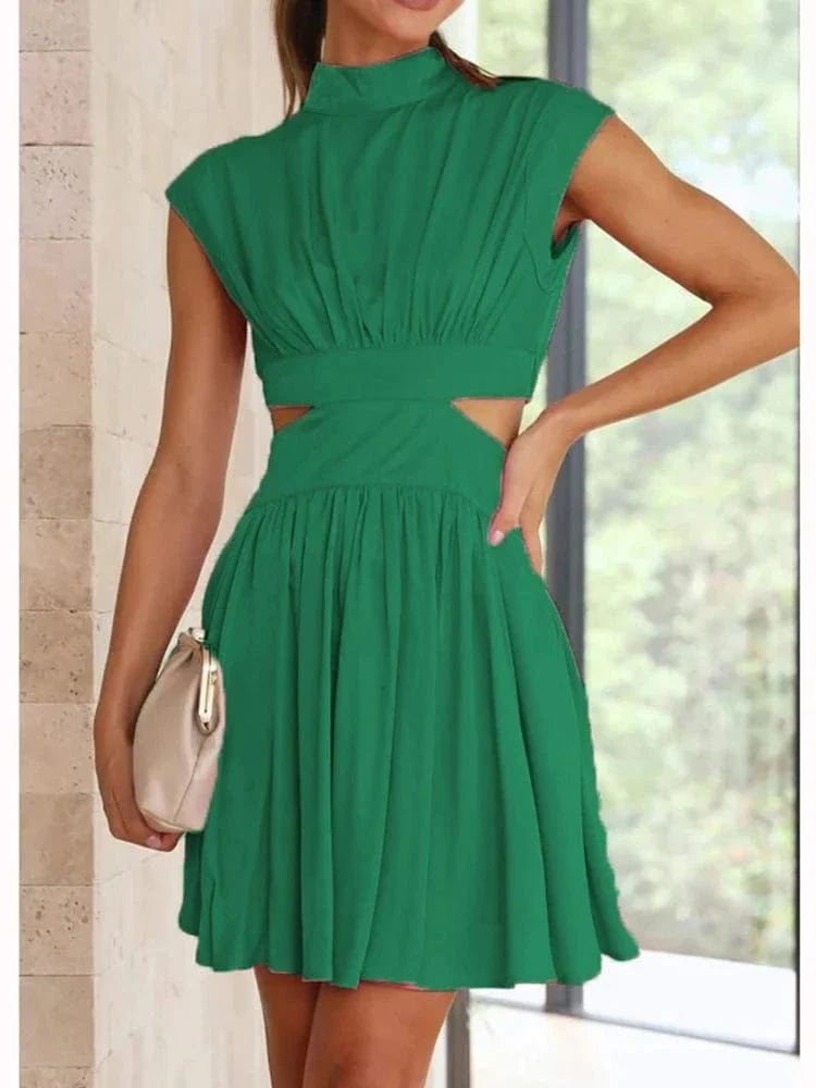 Robe courte fluide col halter