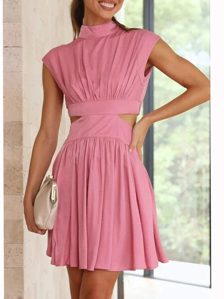 Robe courte fluide col halter