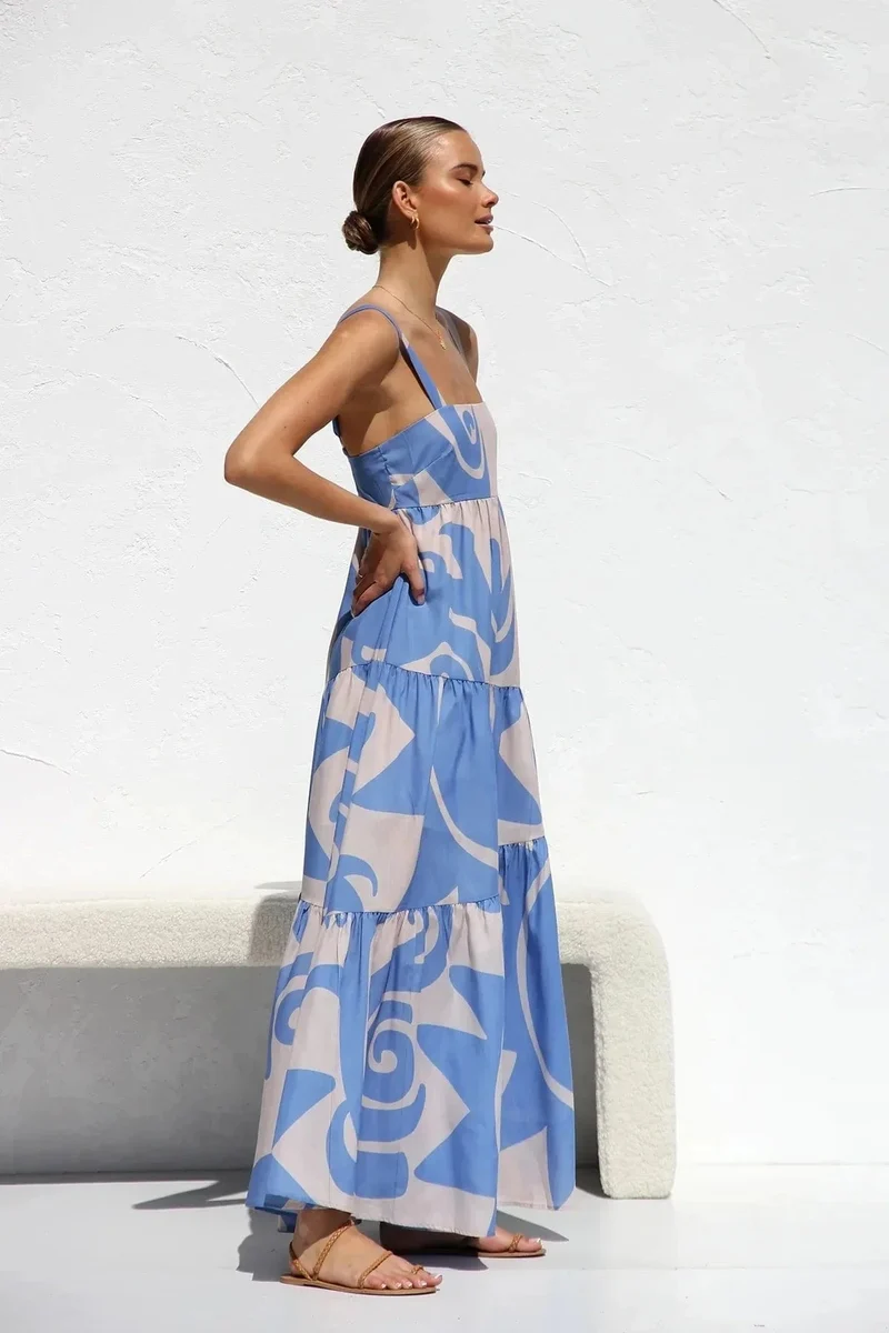 Robe d'été bohème longue à bretelles