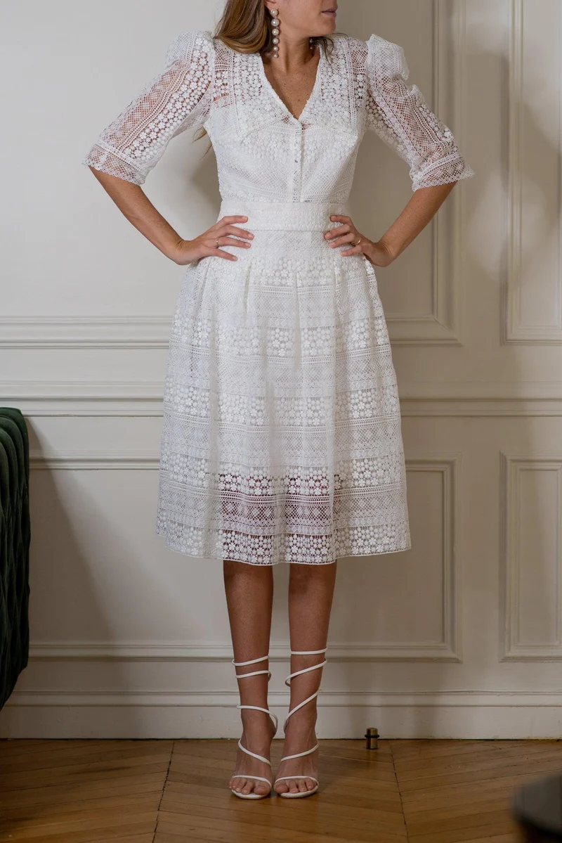 Jupe blanche brodé