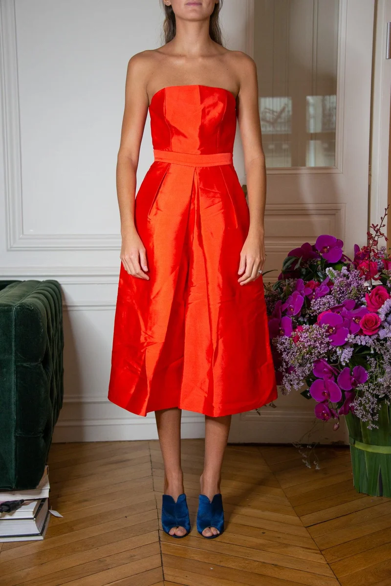Combinaison jupe culotte bustier orange