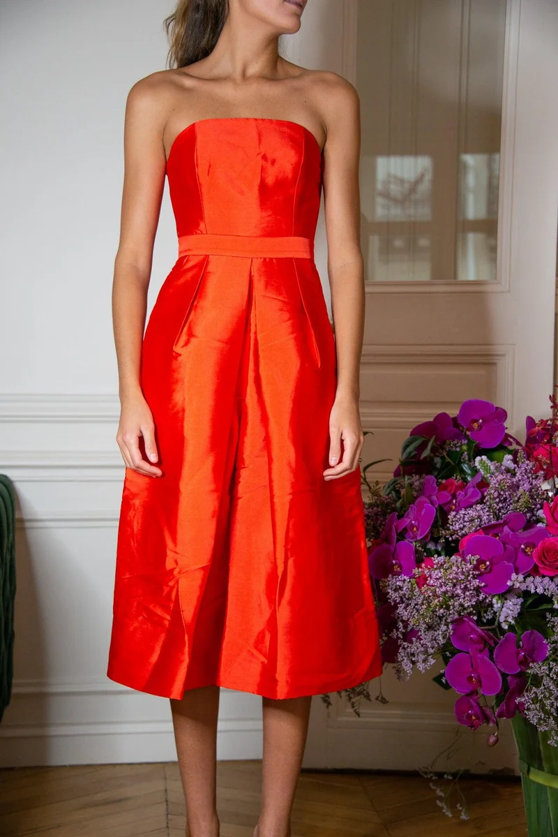 Combinaison jupe culotte bustier orange