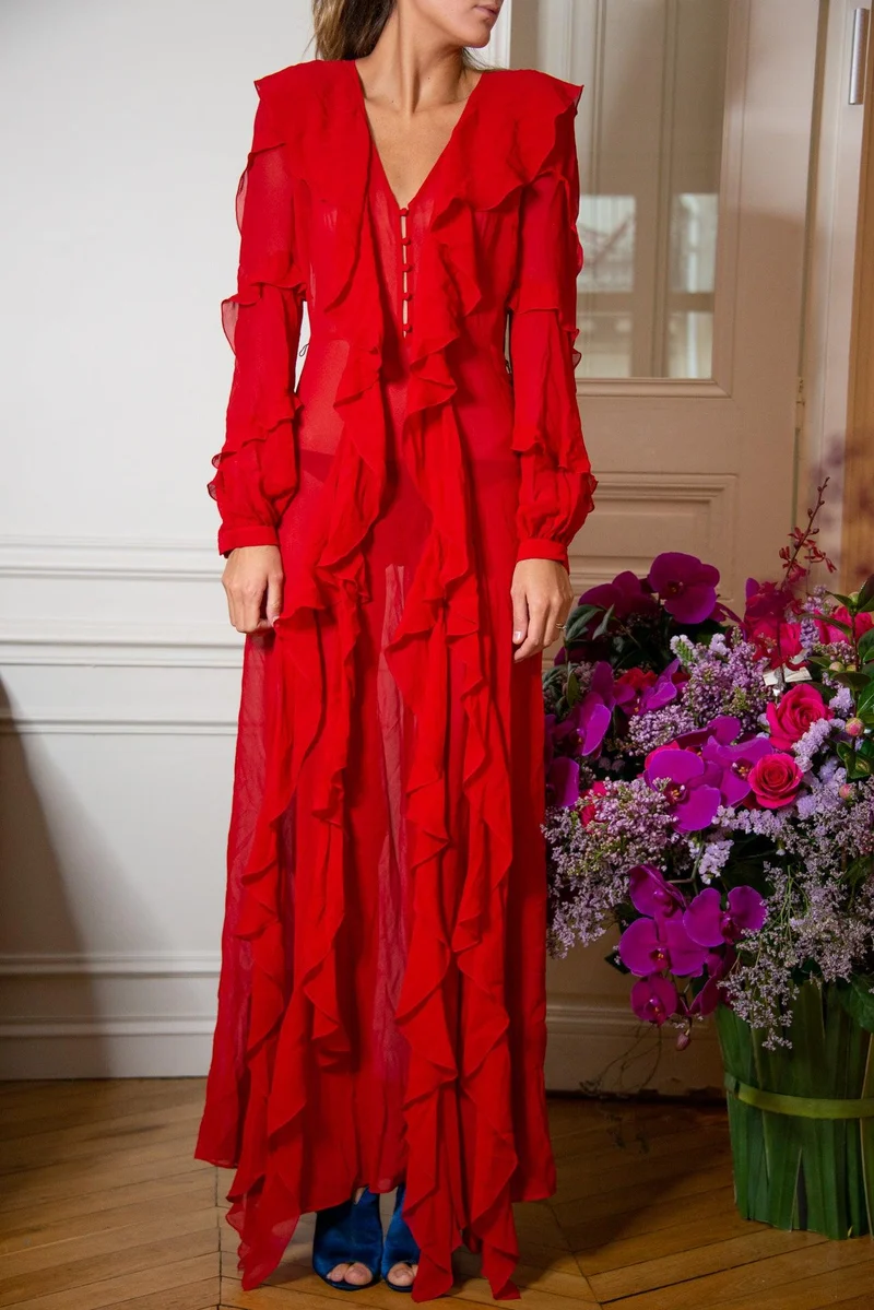 Robe longe du soir rouge Nicolas