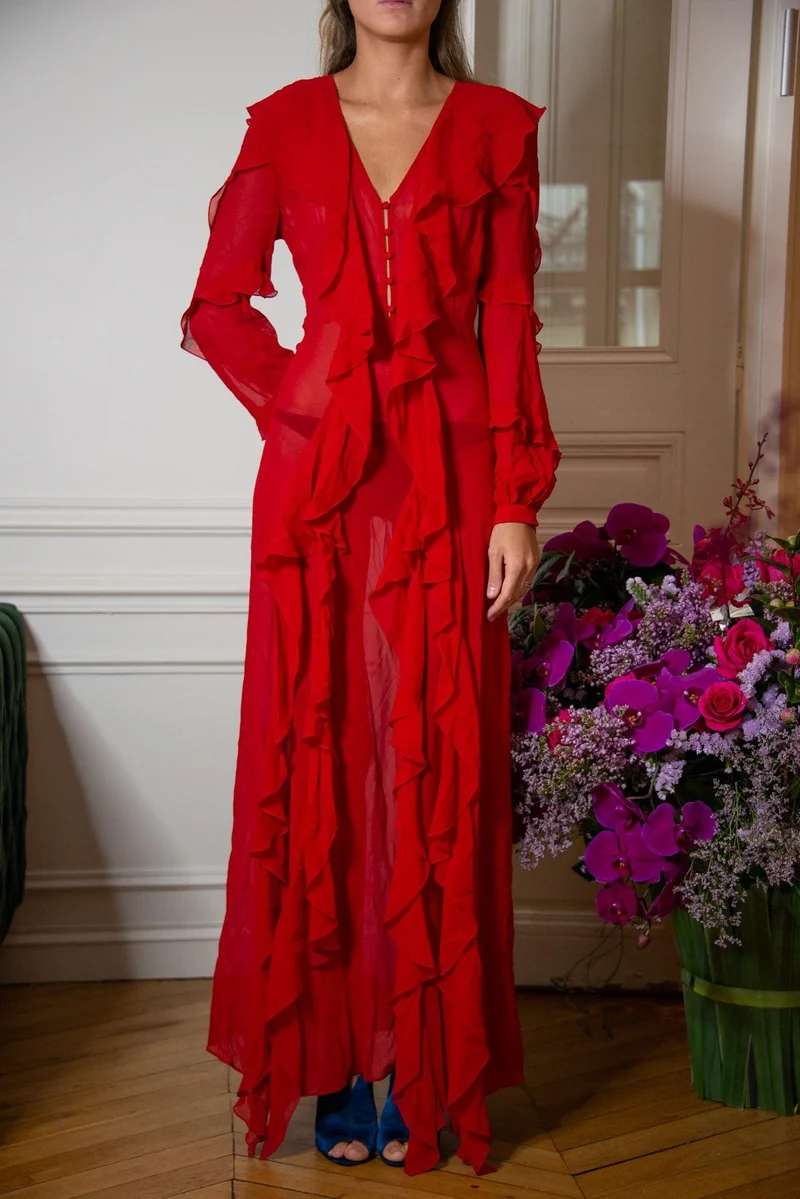Robe longe du soir rouge Nicolas