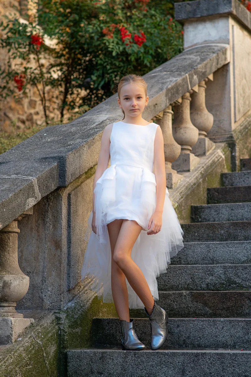 Robe courte à volants blanche