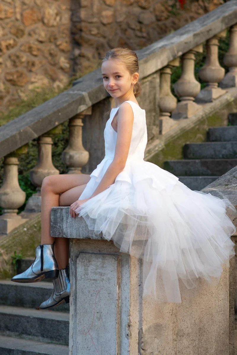 Robe courte à volants blanche