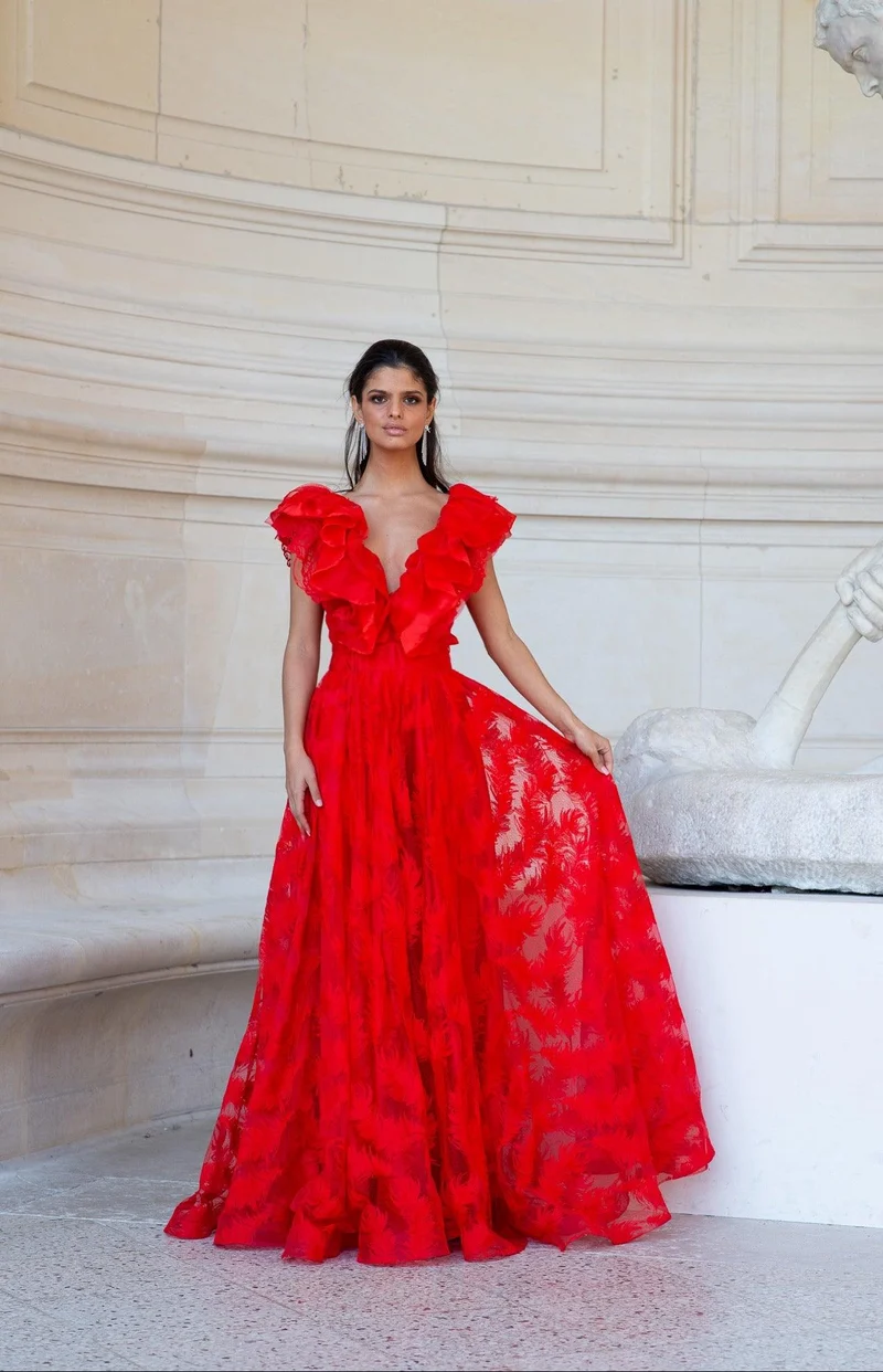 Robe Merida plumetis rouge