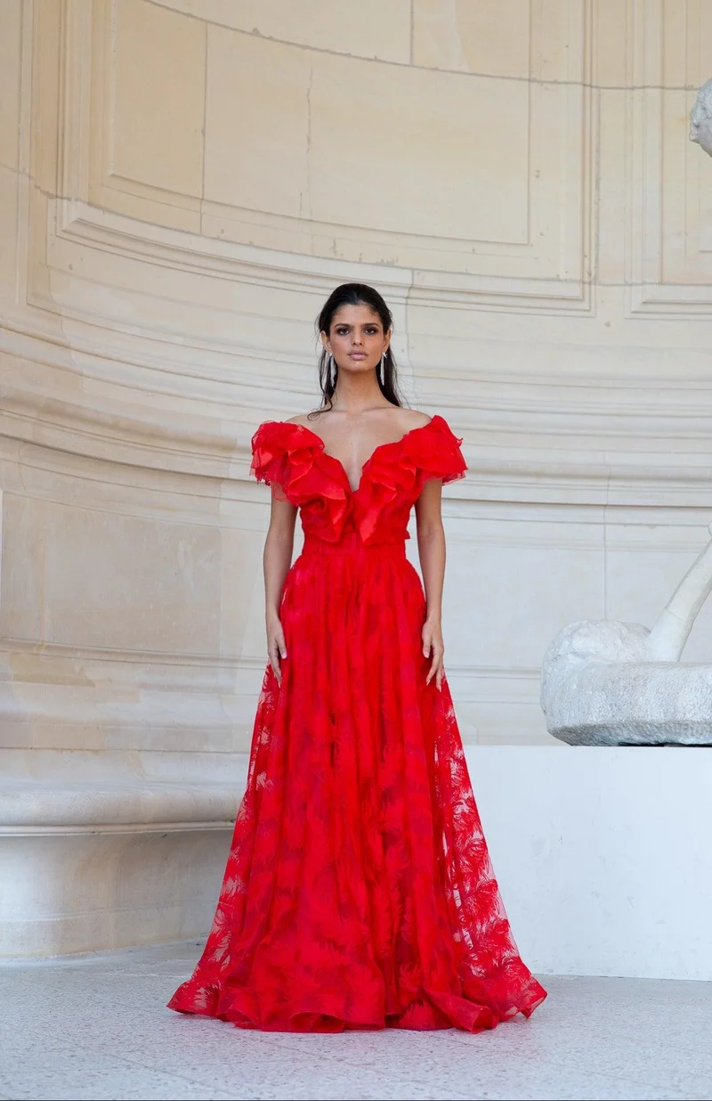 Robe Merida plumetis rouge