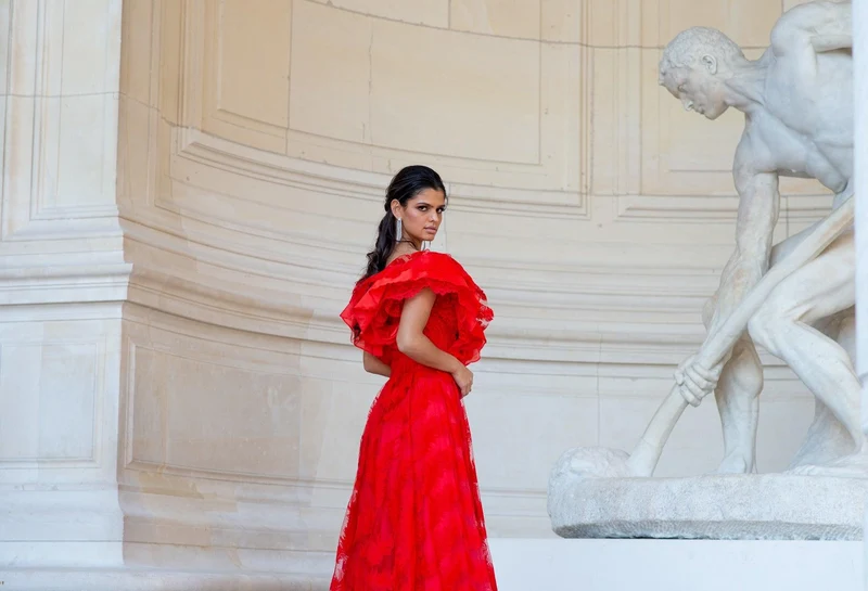 Robe Merida plumetis rouge