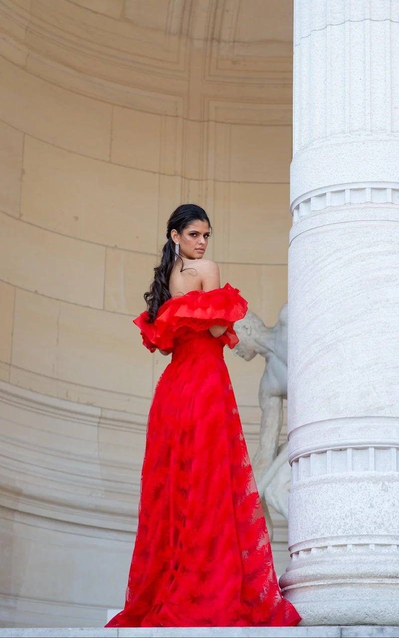 Robe Merida plumetis rouge