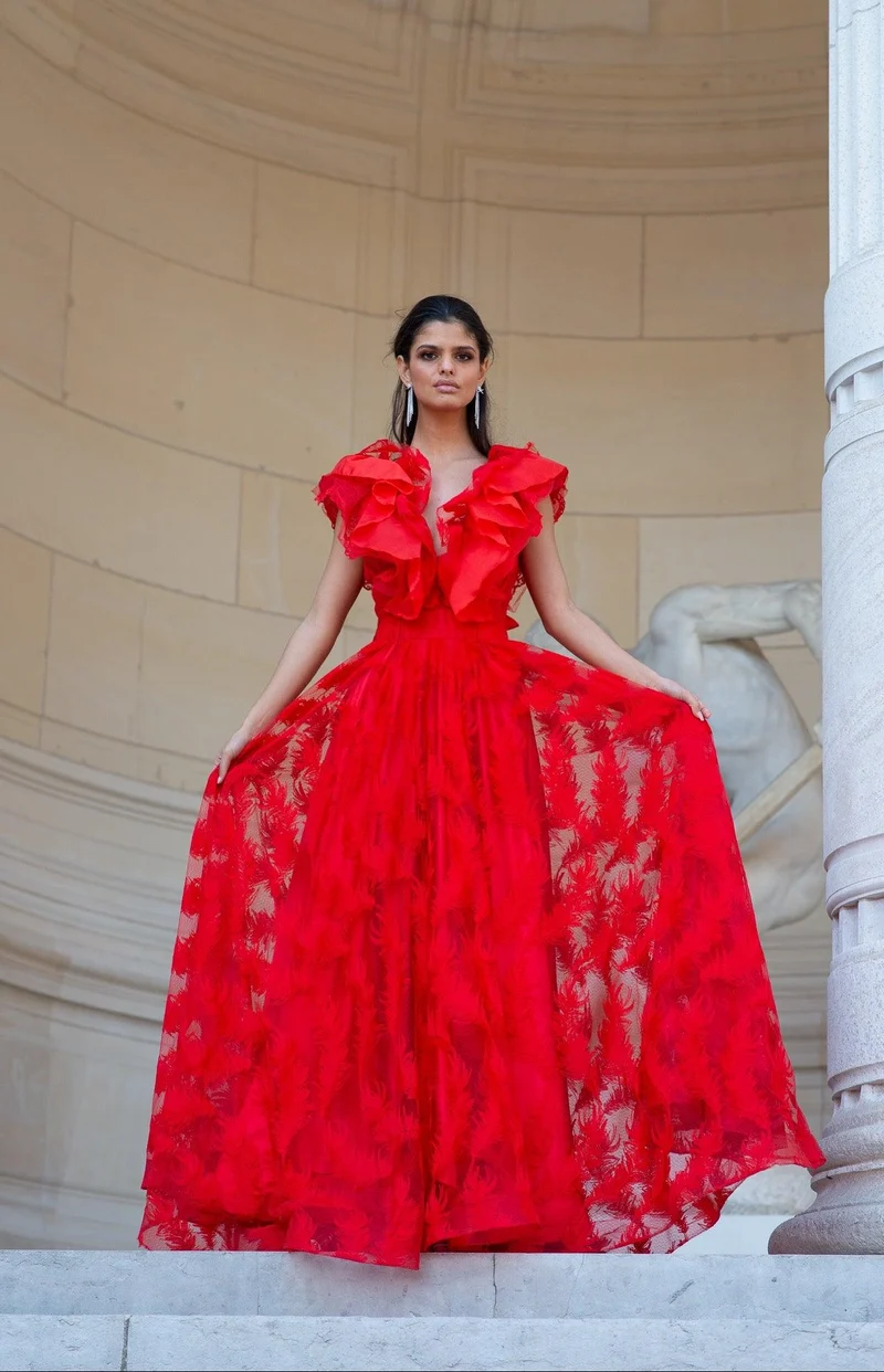 Robe Merida plumetis rouge