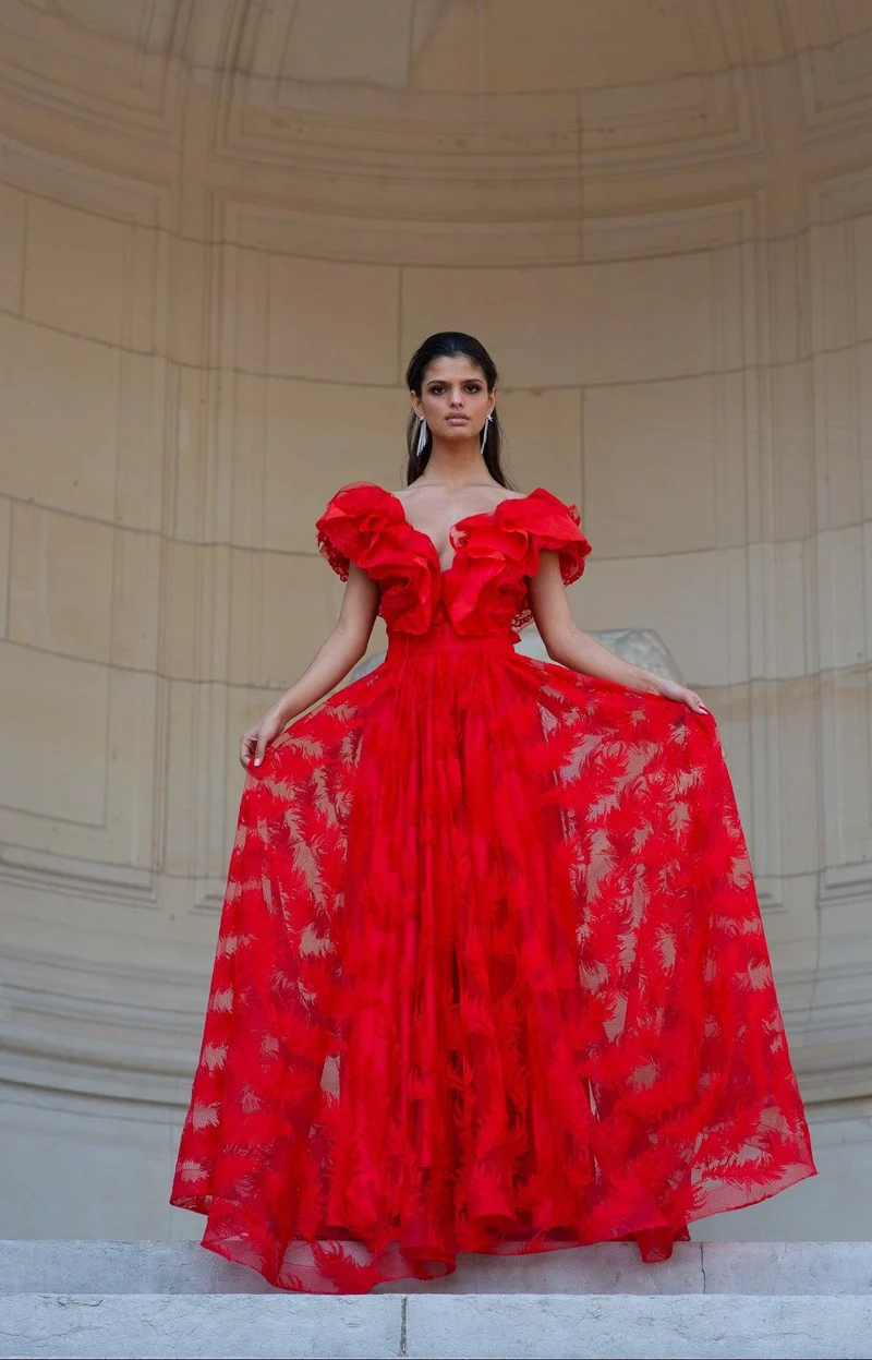 Robe Merida plumetis rouge
