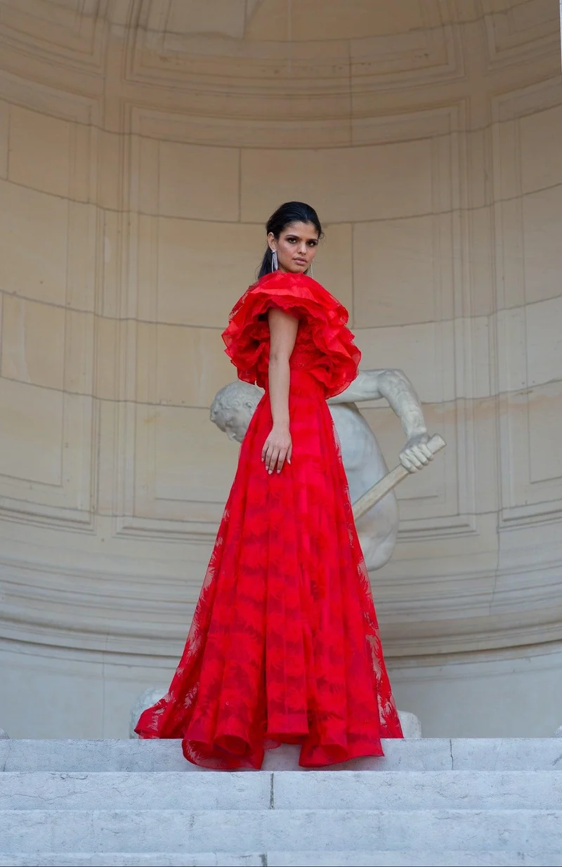 Robe Merida plumetis rouge