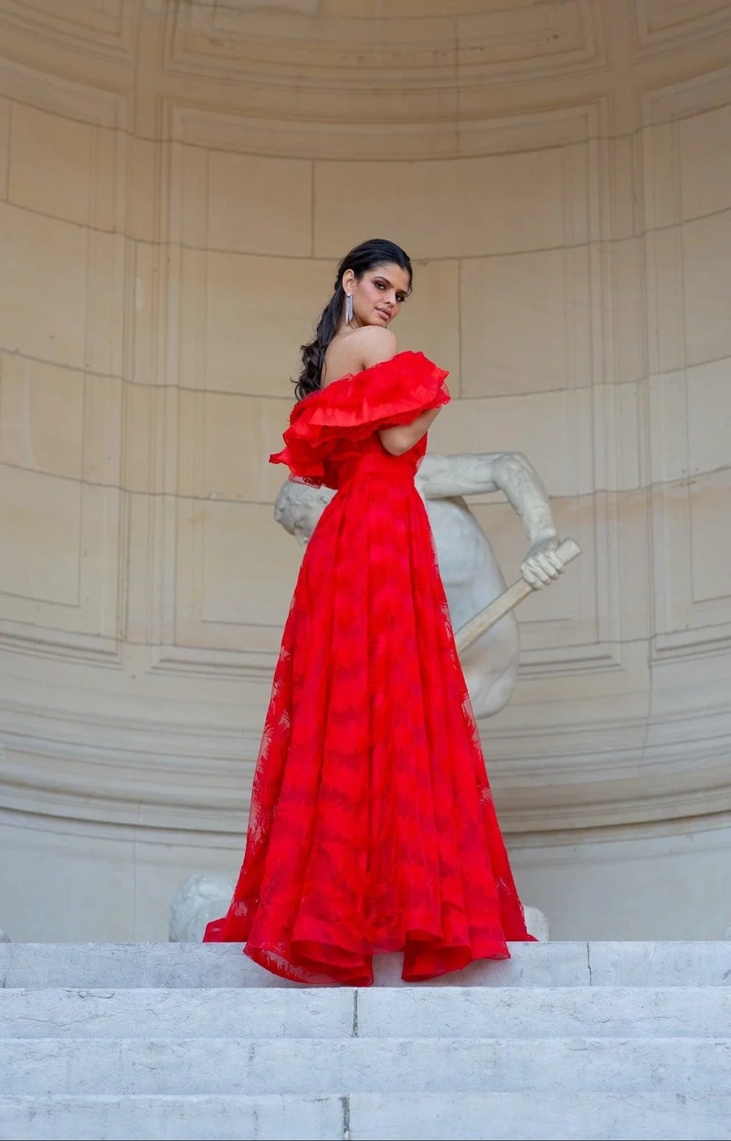 Robe Merida plumetis rouge