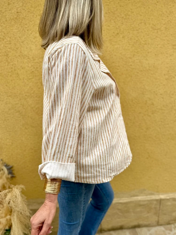 Veste tailleur coton et lin Alina camel