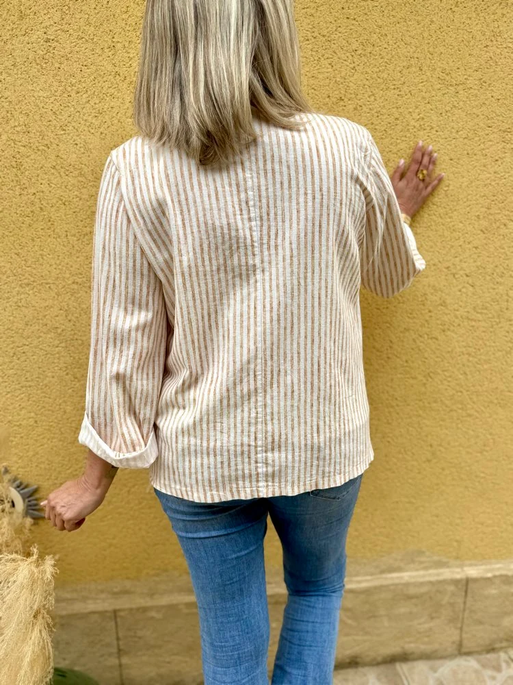 Veste tailleur coton et lin Alina camel