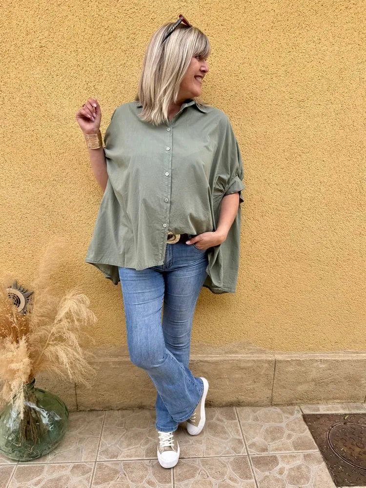 Chemise méga loose Thalia kaki