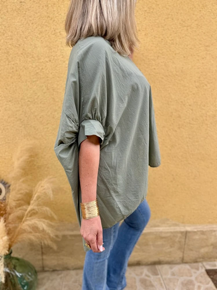 Chemise méga loose Thalia kaki