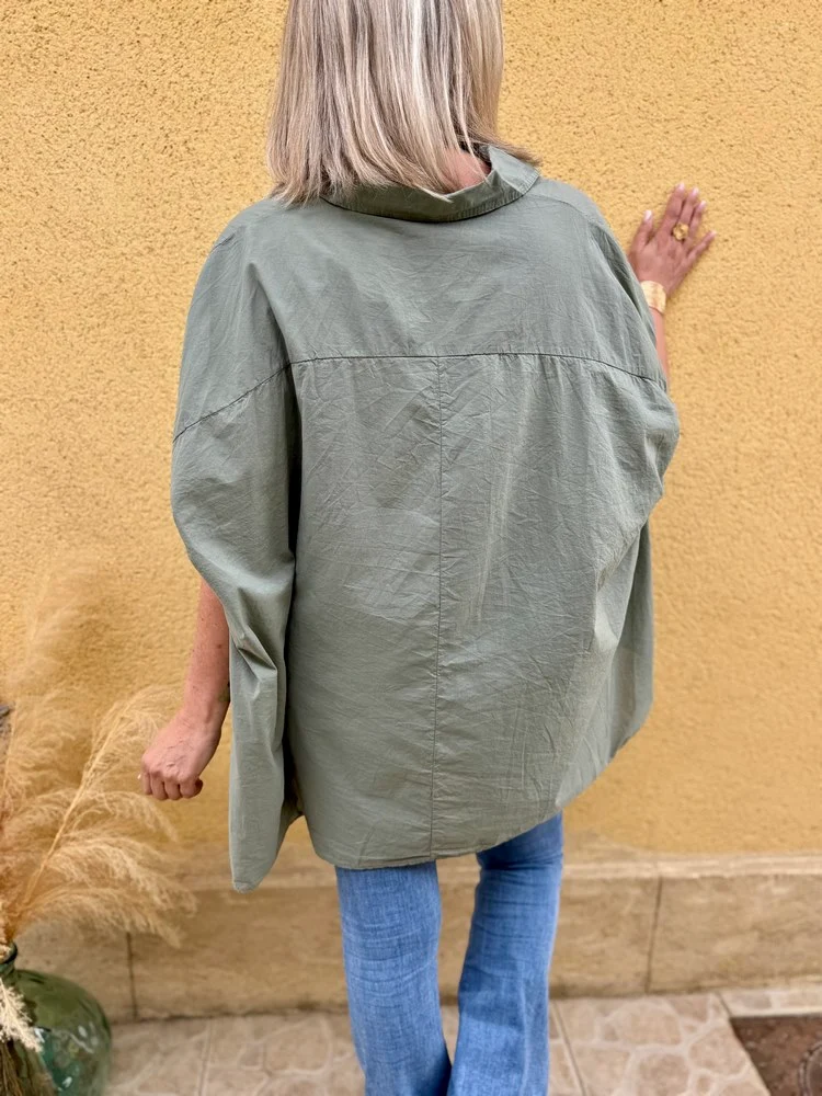 Chemise méga loose Thalia kaki
