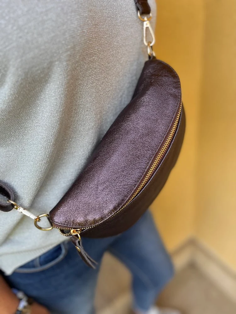 Banane Tosca M/L en cuir chocolat