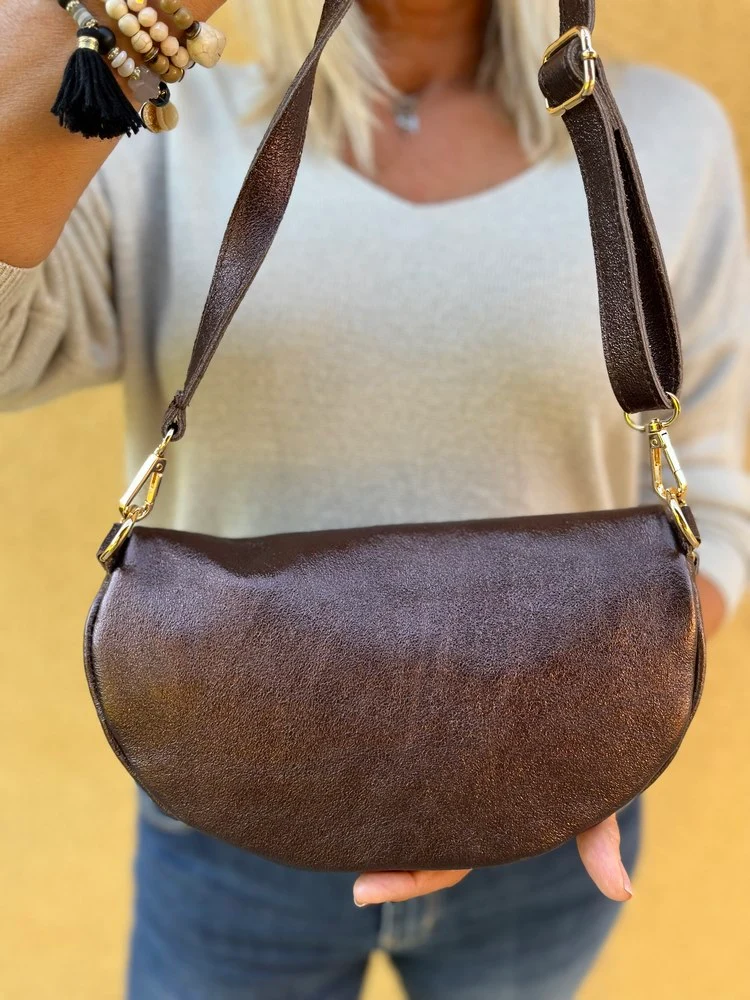 Banane Tosca M/L en cuir chocolat