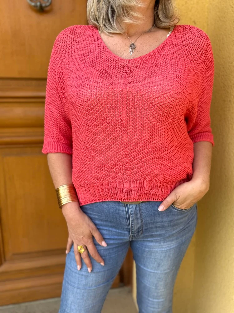 Pull ajouré Mathéo corail