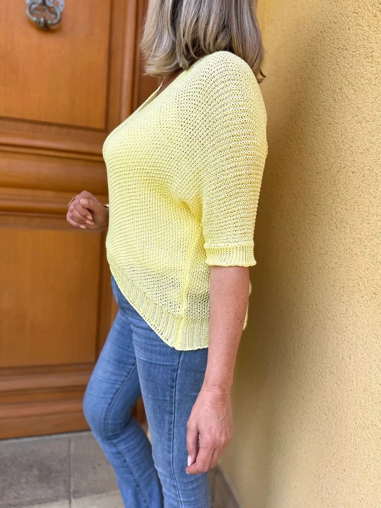 Pull ajouré Mathéo jaune pâle