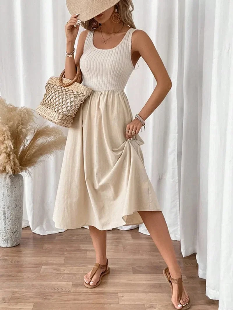 Robe d'été beige décontractée sans manches
