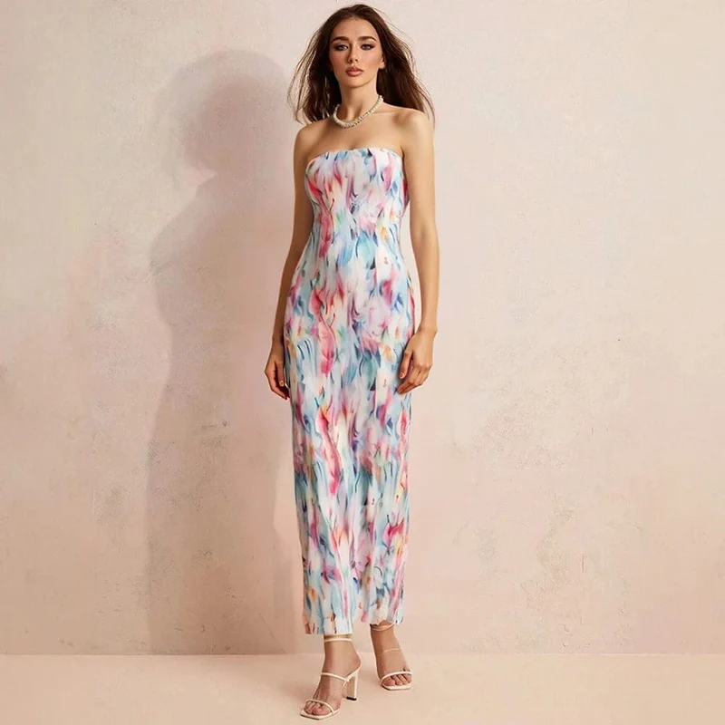 Robe bustier multicouleur longue