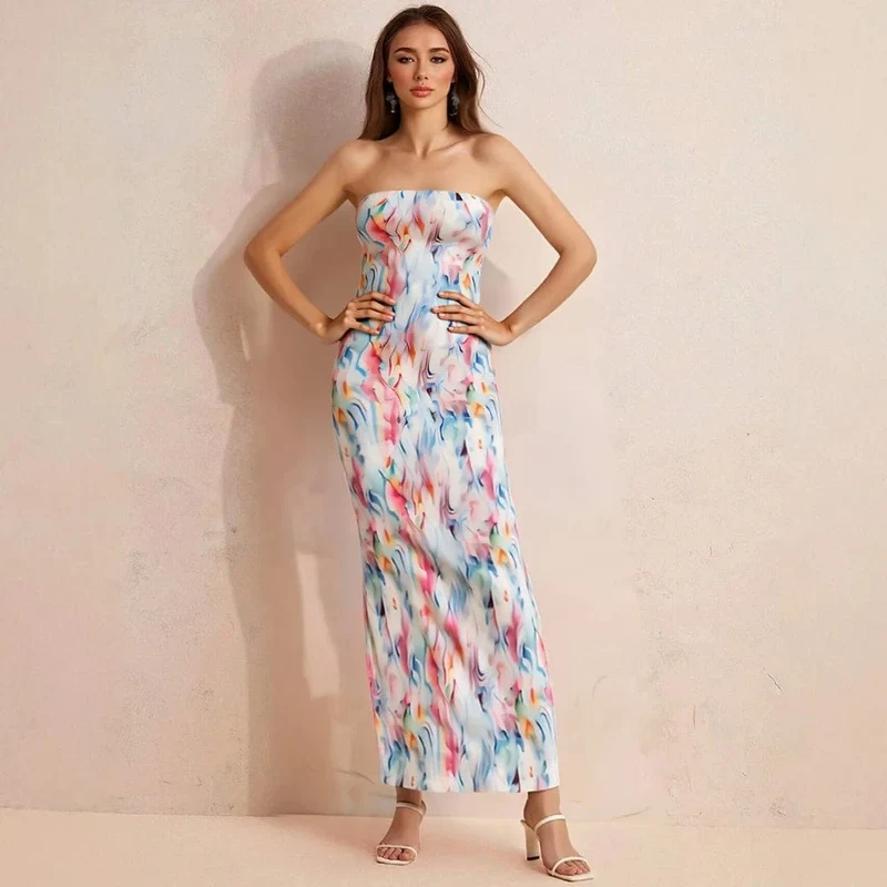 Robe bustier multicouleur longue