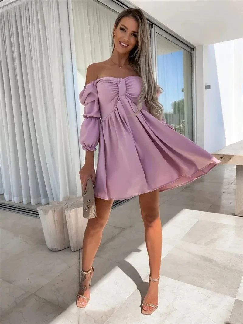 Robe été courte fluide épaules dénudées