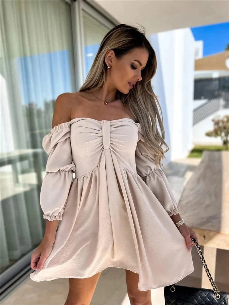 Robe été courte fluide épaules dénudées