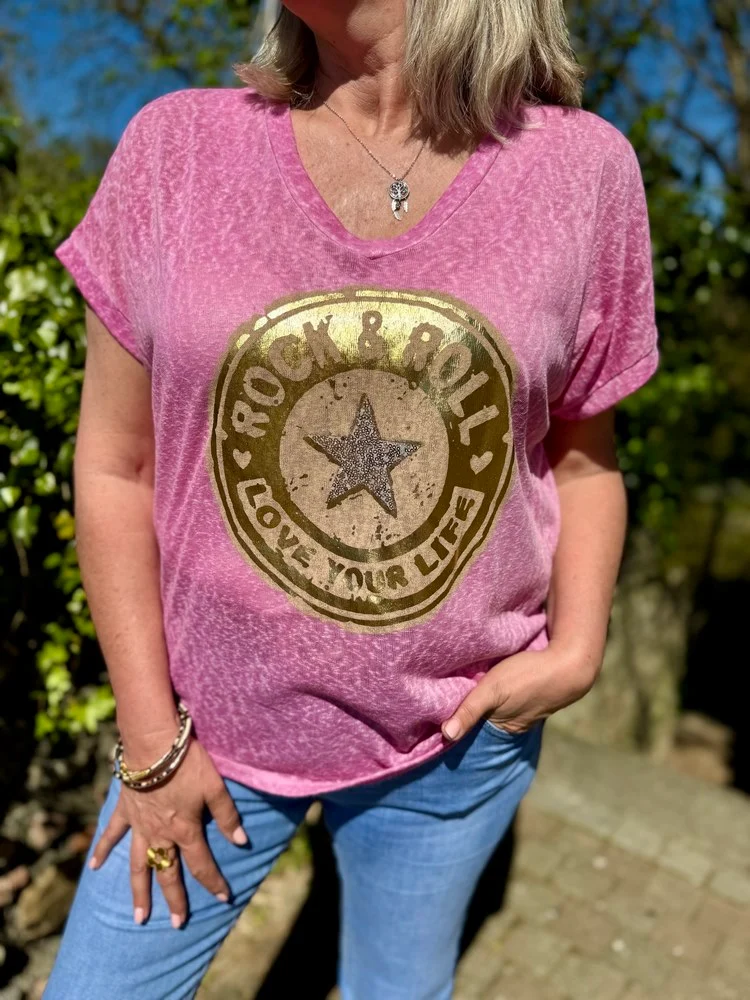 Teeshirt Love your Life rose