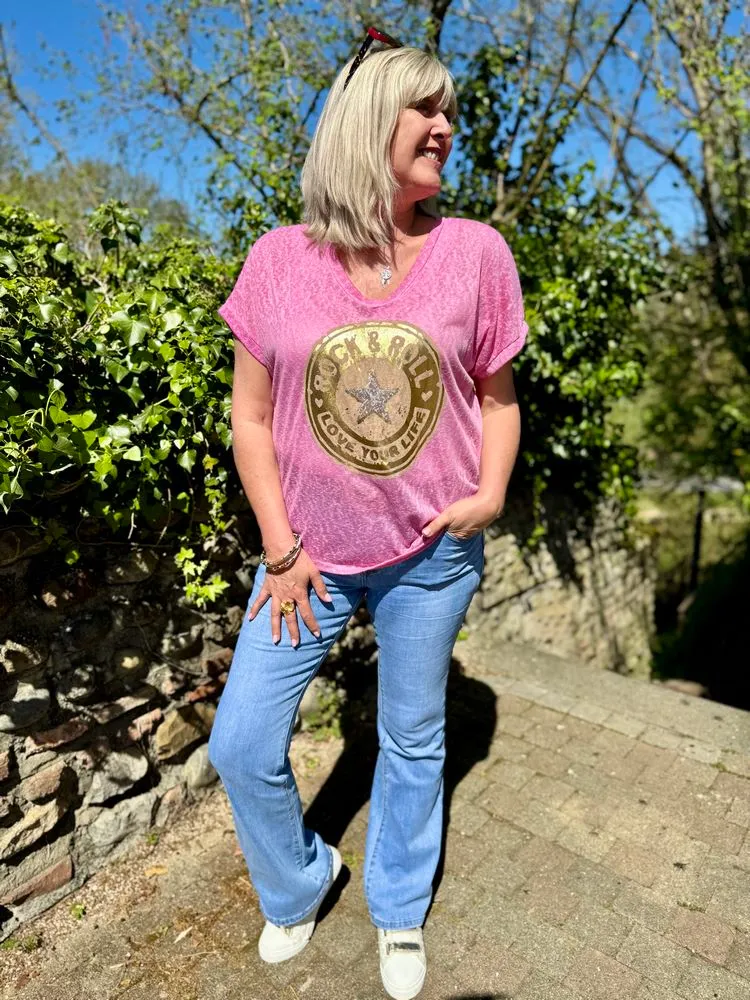 Teeshirt Love your Life rose
