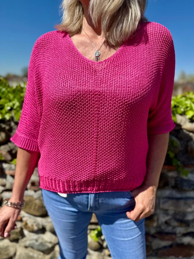 Pull ajouré Mathéo fuchsia