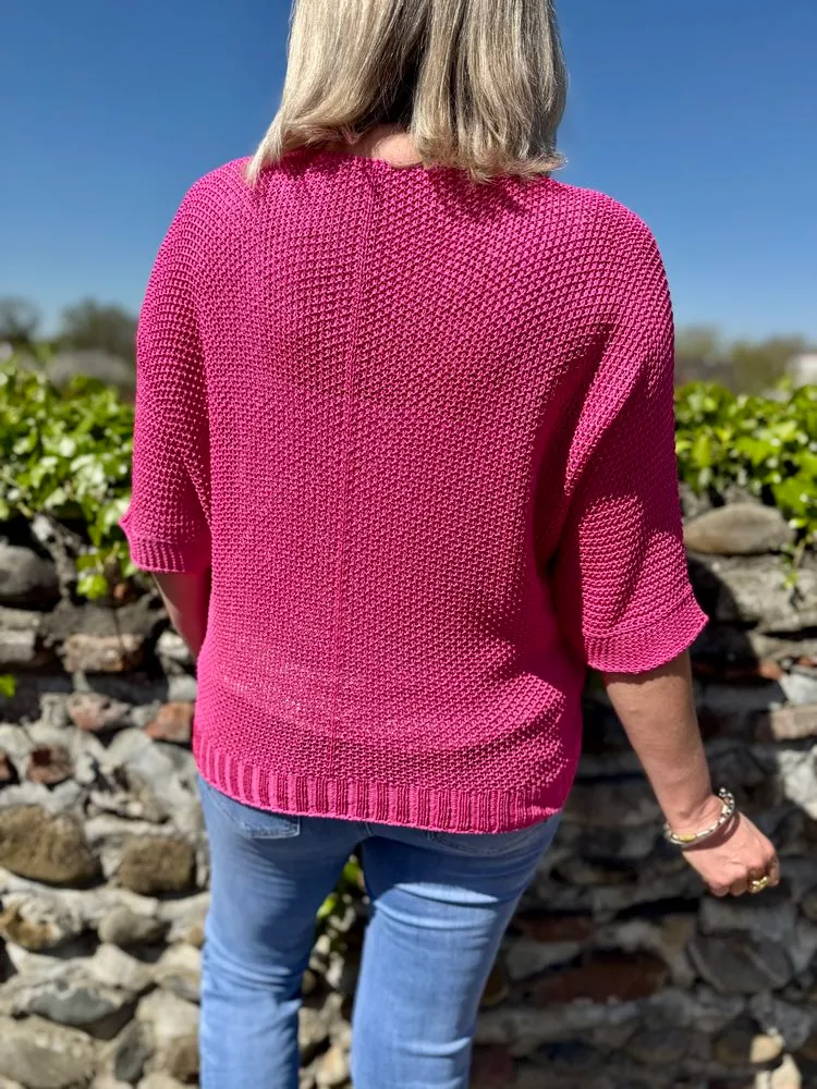 Pull ajouré Mathéo fuchsia