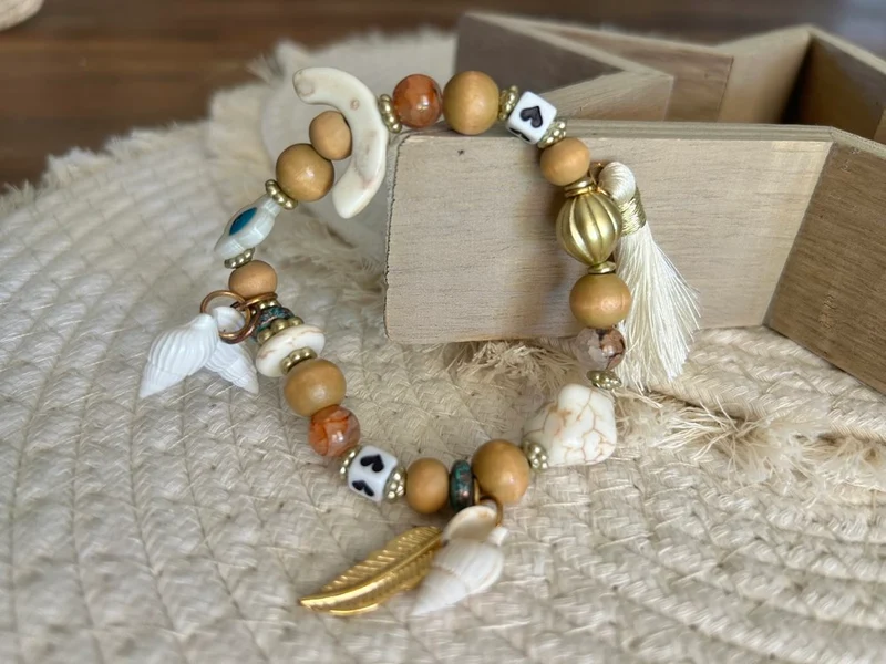 Bracelet élastiqué Luigi camel