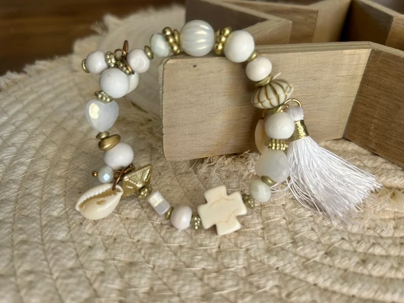 Bracelet élastiqué Gaïo blanc
