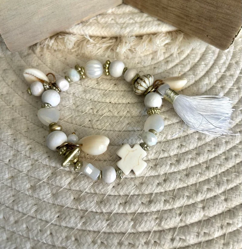 Bracelet élastiqué Gaïo blanc
