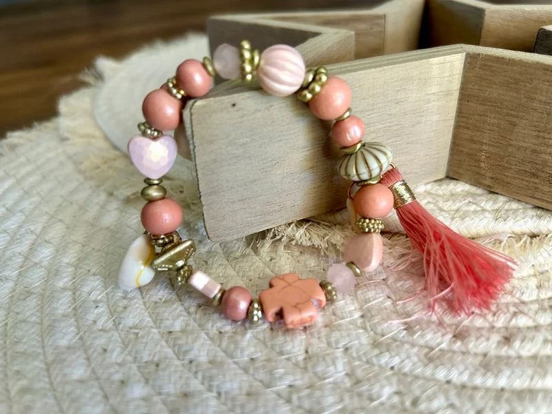 Bracelet élastiqué Gaïo rose
