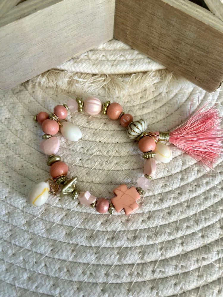 Bracelet élastiqué Gaïo rose