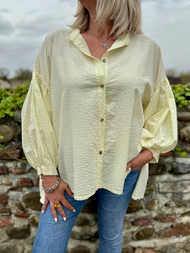 Chemise méga loose Lisa rayée jaune