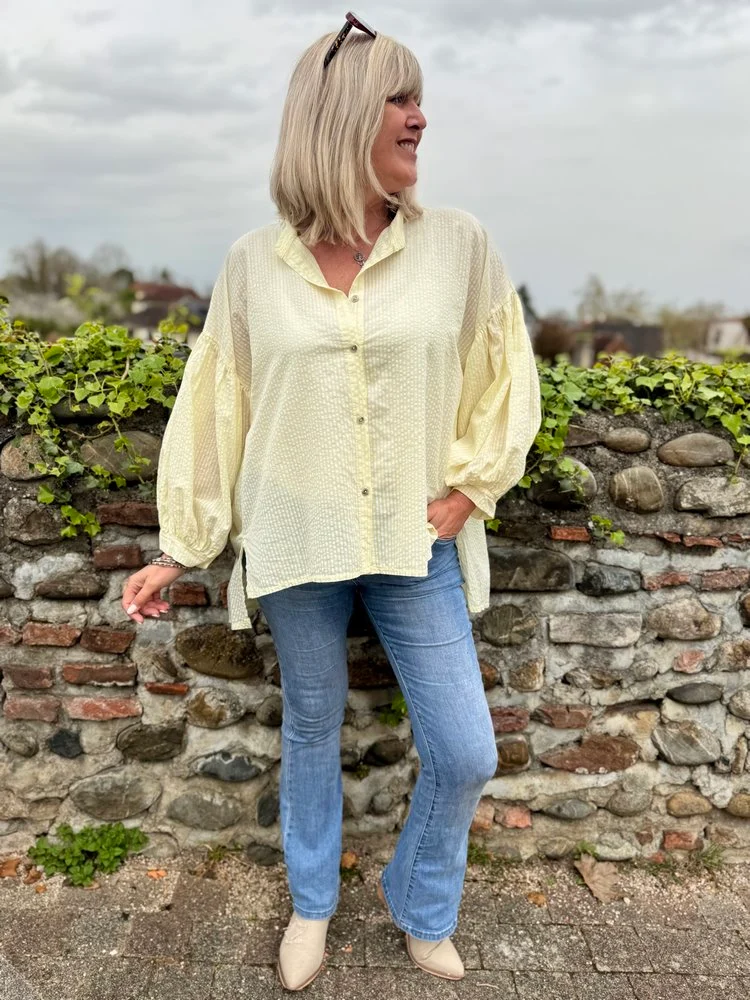 Chemise méga loose Lisa rayée jaune