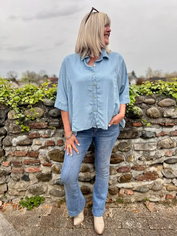 Chemise loose rayée Tania bleu jean clair