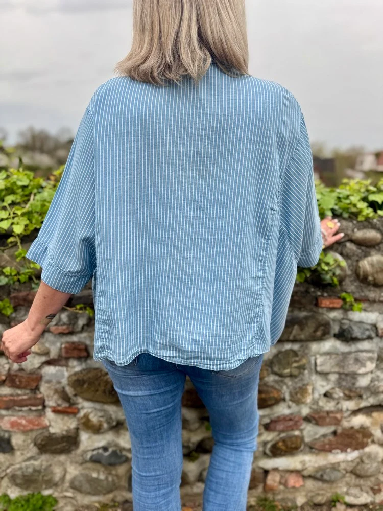 Chemise loose rayée Tania bleu jean clair