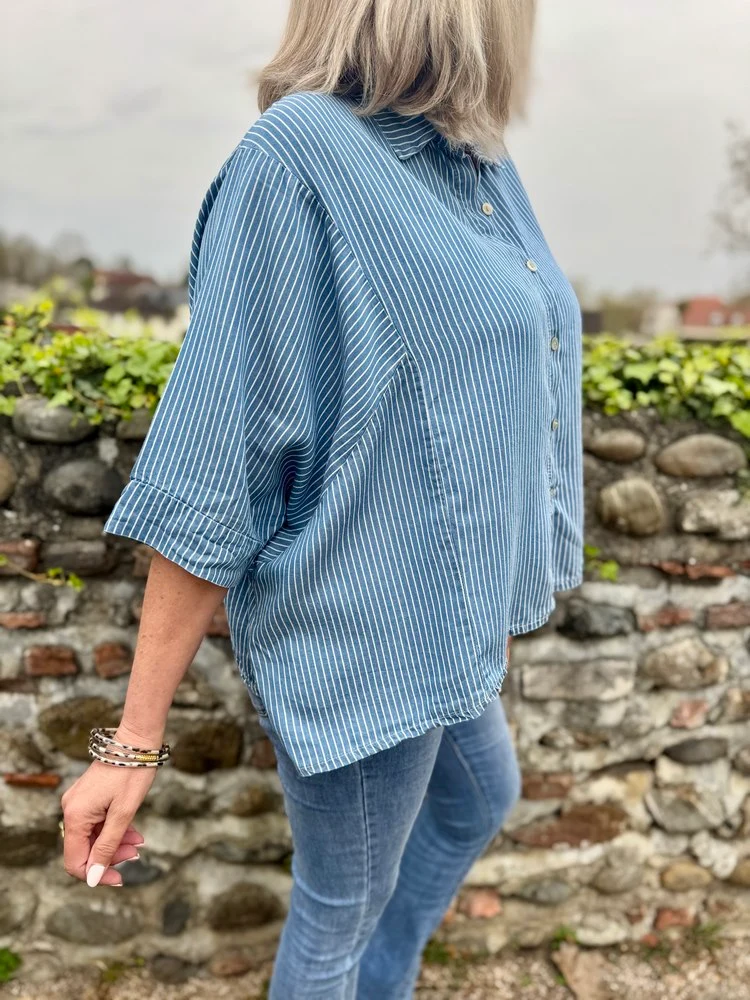 Chemise loose rayée Tania bleu jean