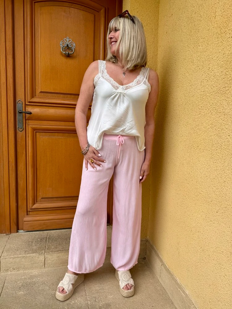 Pantalon fluide Aslo rose