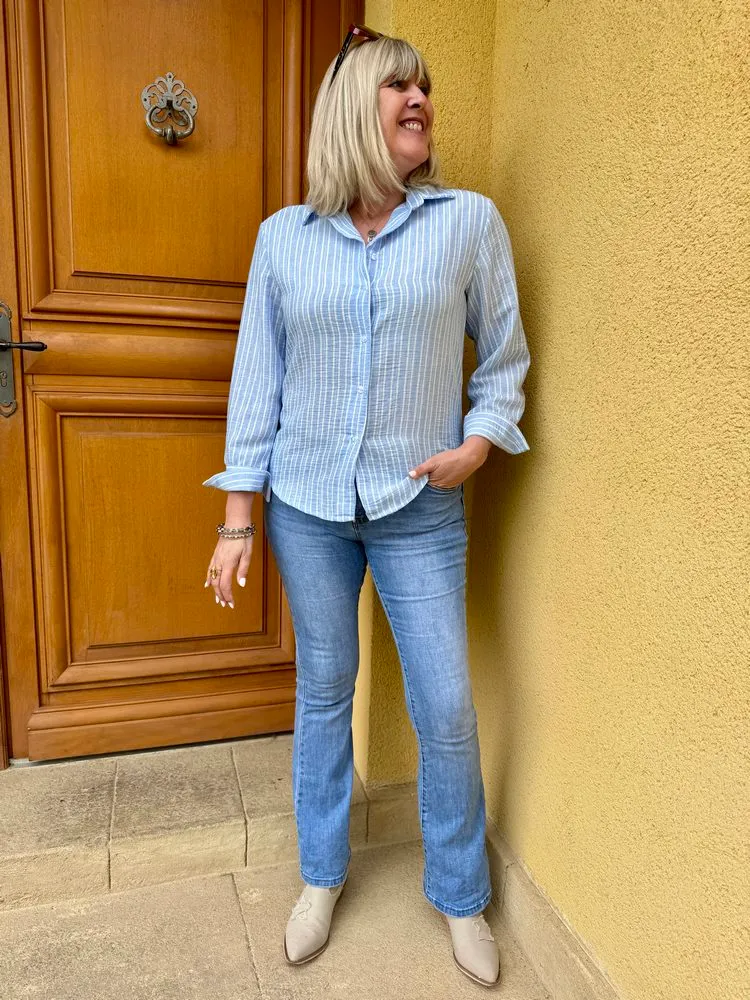 Chemise rayée Paula bleu clair