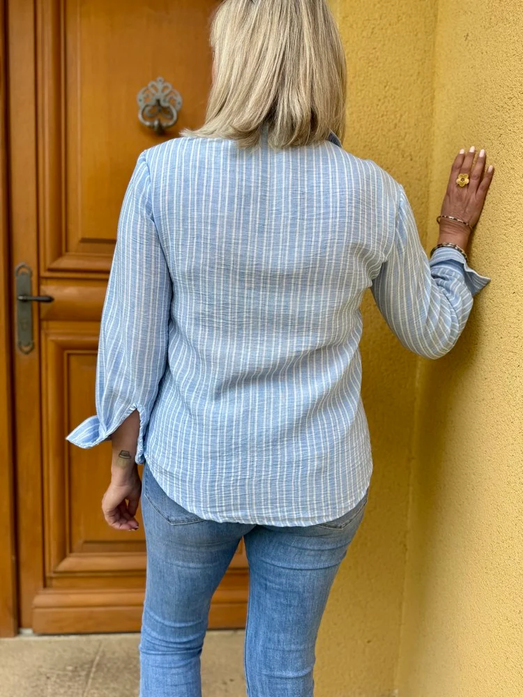 Chemise rayée Paula bleu clair